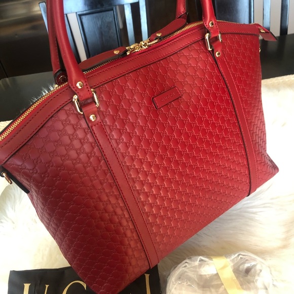 GUCCI Microguccissima Large Red Leather Satchel - Picture 3 of 12